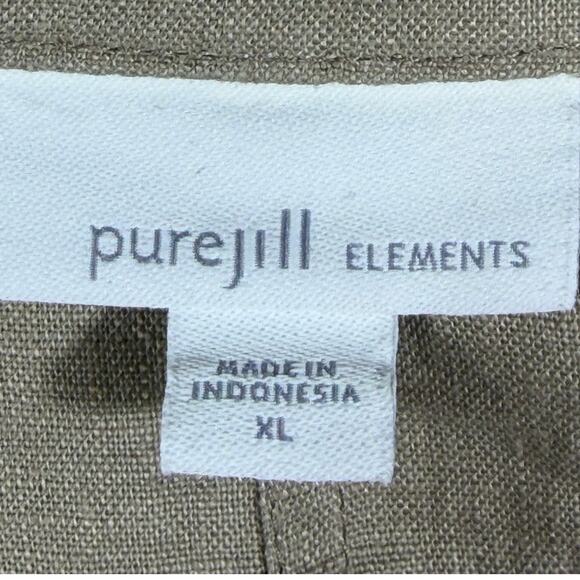 Pure Jill Women XL Brown Linen Elements Lg Sleeve Open Front Lagen Look Duster - Picture 3 of 10